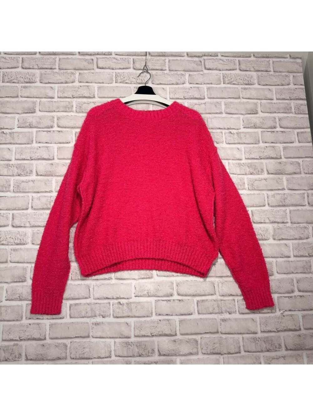 Double Zero Boucle Knit Loose Sweater Pink Women's L